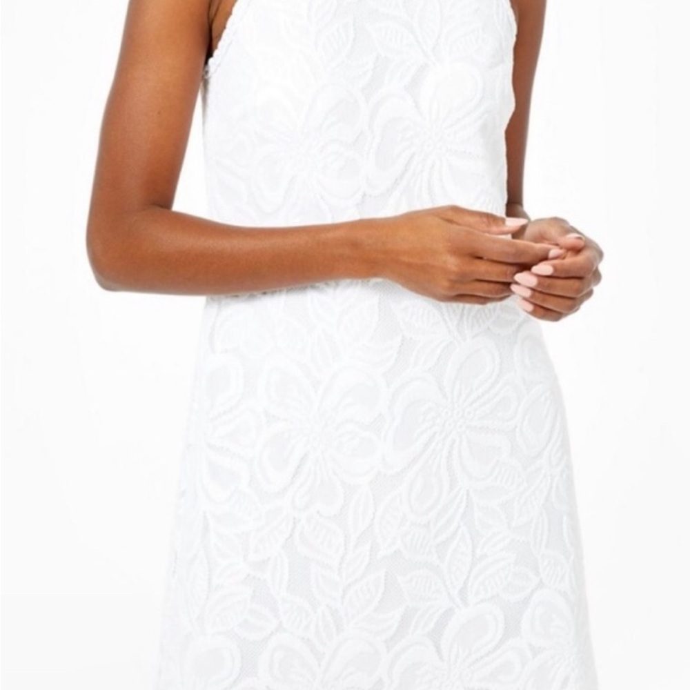 Lilly Pulitzer White Marquette Resort Lace Wildflower Striped Dress Size Small